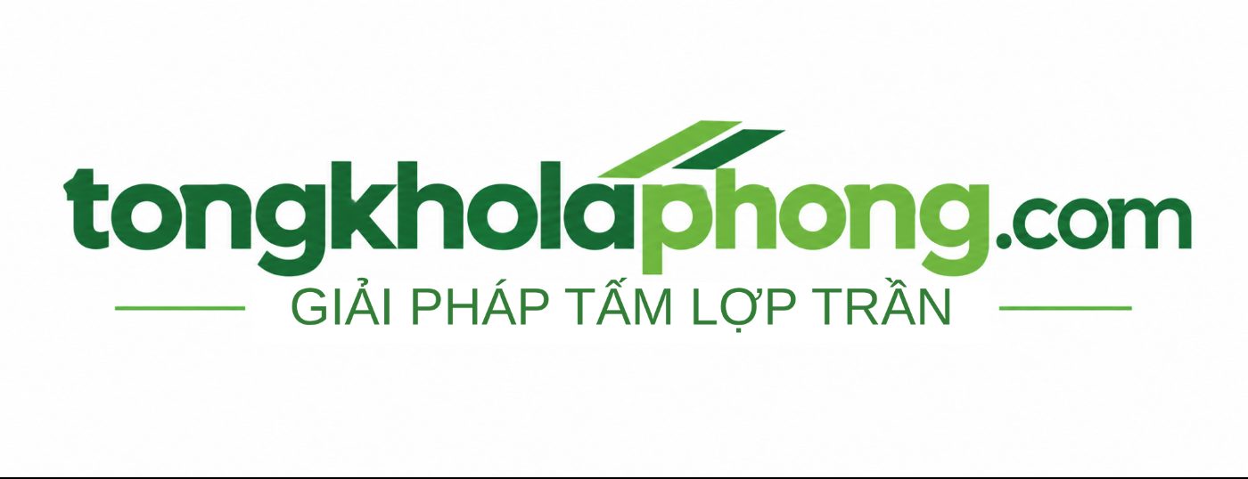 Logo tongkholaphong.com màu xanh lá, giải pháp tấm lợp trần